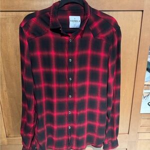 YoungLA Men's Black and Red Checkered Shirt